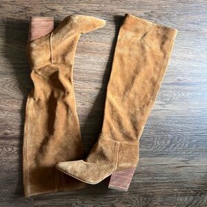 Able brand suede leather knee boots camel colored